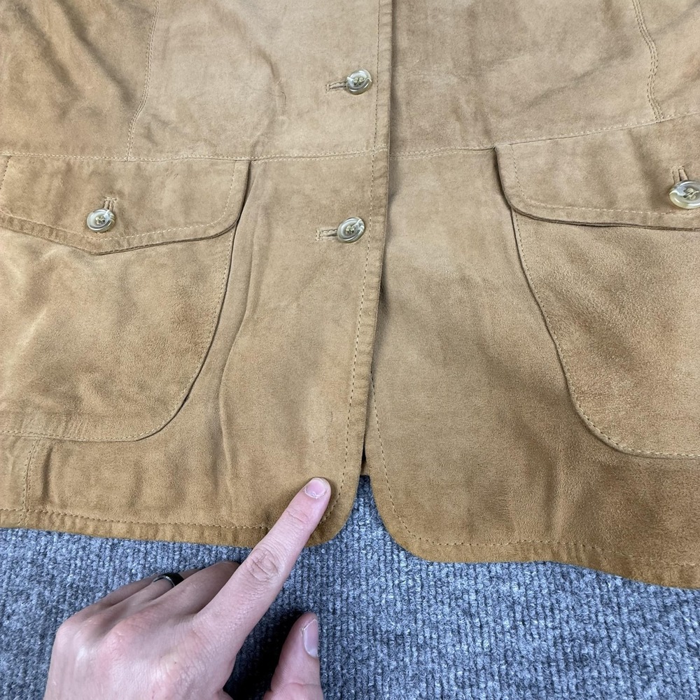Elisabeth Vest Womens 1X Brown Suede Button Front Long Lined Pockets Casual - Picture 9 of 15